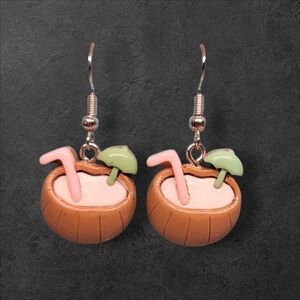Tropical Coconut Drink Earrings